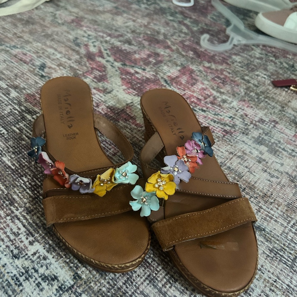 Brown Floral Sandals